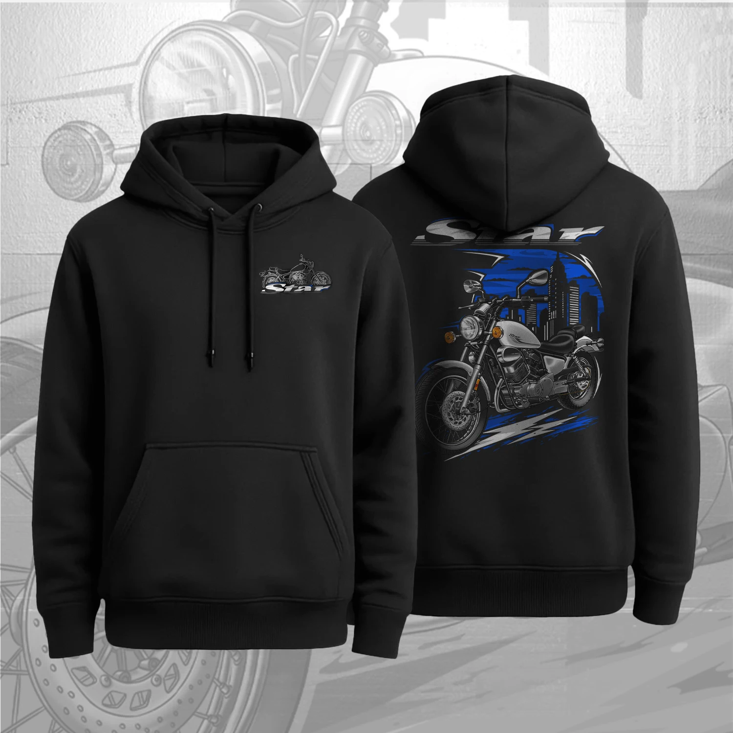 2016-2025 Models Japanese V-Star 250 Motorcycle Pullover Hoodie 100% Cotton Comfortable Casual Mens Clothes Rider Streetwear