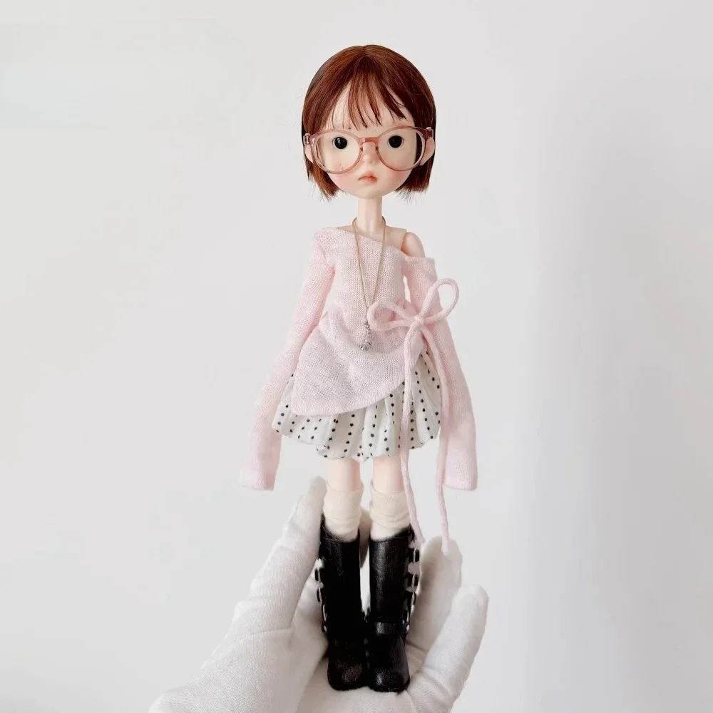 Handgefertigte Damen-Strickjacke mit Schlaghose, Kurzarm-Strickkleid, Actionfiguren-Kleidung, Modell für Blythe/ob22 Körperzubehör – Detail 19