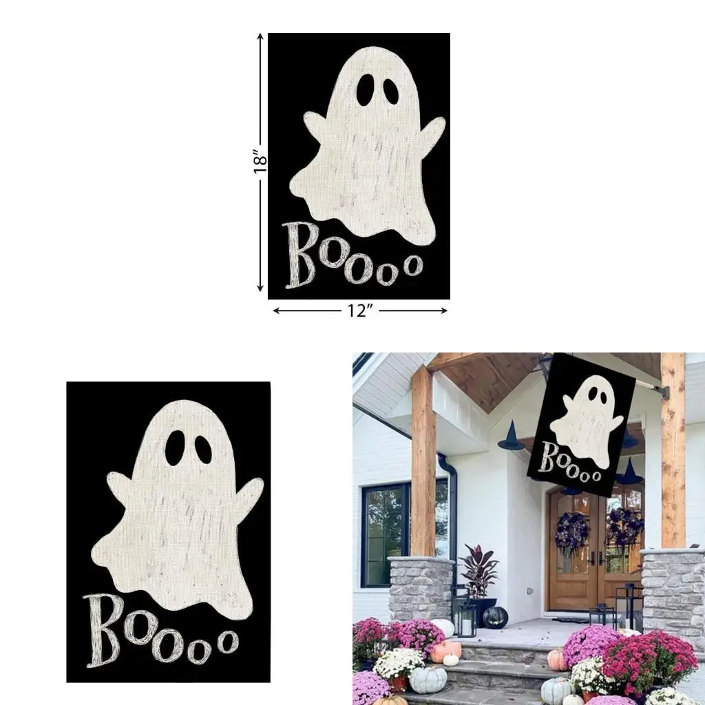 97qd Halloween Garden Flag 12x18 inch, dubbelzijdige vakantiebeperkingstuinvlag voor buitendecoratie