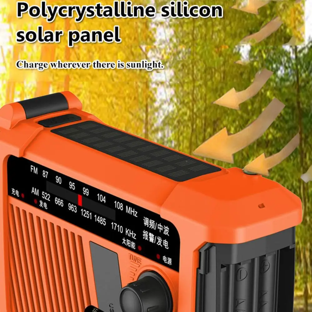 

With Flashlight Solar Power Emergency Radio Reading Light Power Bank Hand Crank Radio Multifunctional USB Charging AM/FM Radio