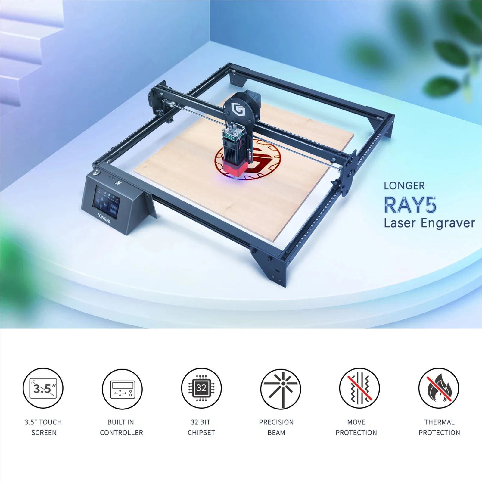 for RAY5 5W  Laser Engraver Eye Protection 400x400mm Carving Area Ultrafine Laser Spot Eye Protection