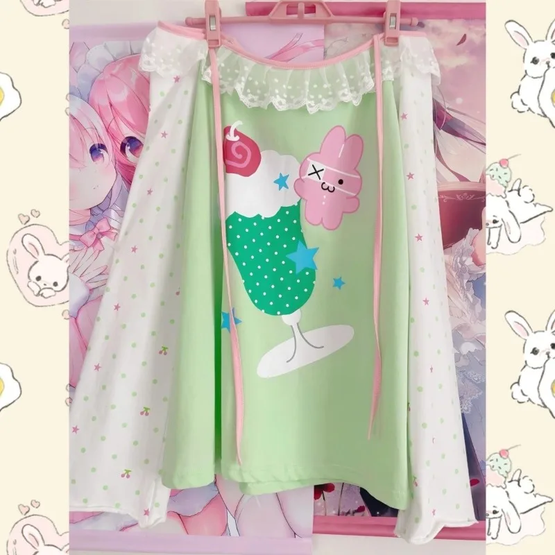 

Женские весенне-осенние топы и футболки: с завязками спереди, на бретельках, с открытыми плечами, с длинными рукавами, милый домашний стиль, в стиле аниме