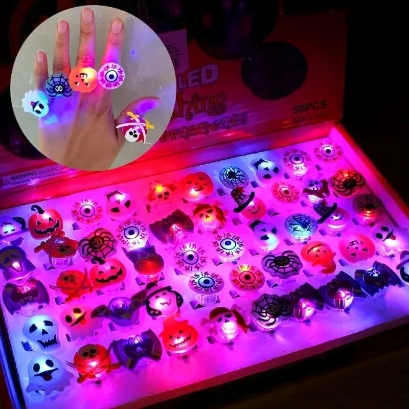 Creative Glowing Toy Children's Gift Flashing Ring Light Up Finger Lamp Street Stall Plastic Toys Glowing Halloween Party Decor