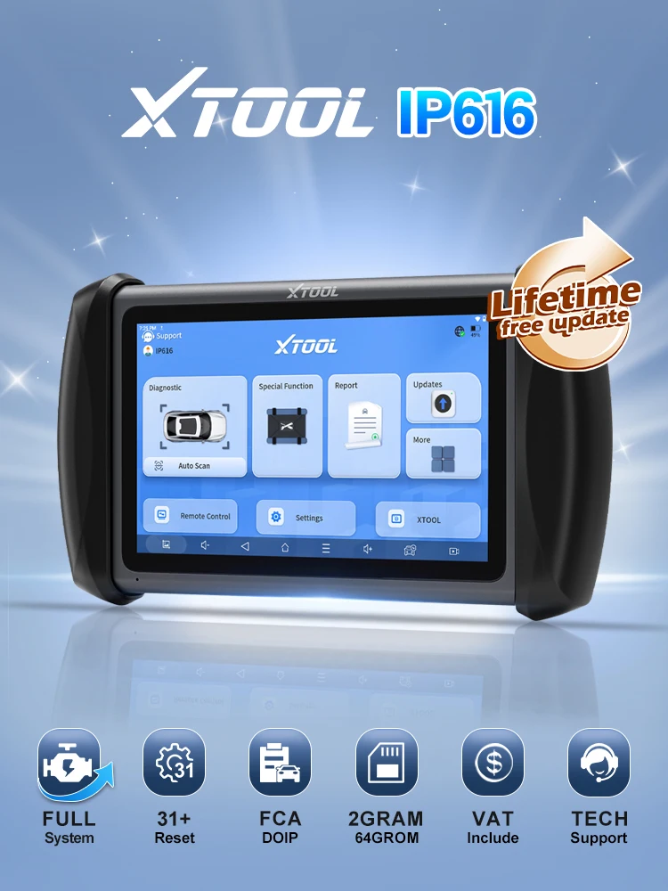 2026 XTOOL IP616 V2.0 OBD2 bidirectionele bedieningstools Sleutelprogrammering ECU-configuratie 34+ Reset FCA Autoauth / DOIP CAN FD Protocol voor GM-codelezer Automotive scanner Alle systemen - afbeelding 2
