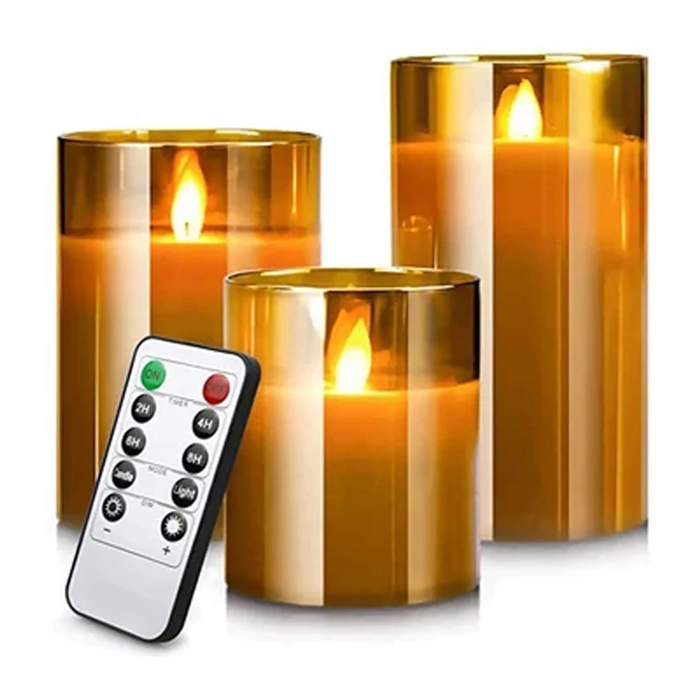 LED Lights for Home Electronic Candle LED Candle Decoration LED Glass Candle Full Set Remote Control Timer for Christmas Wedding