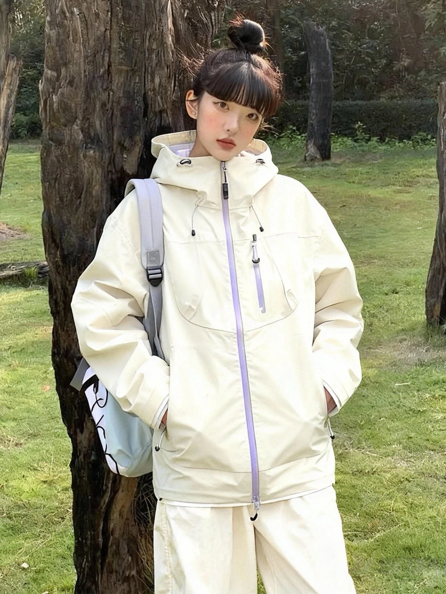 

Зимний ветрозащитный костюм для активного отдыха с капюшоном, удлиненная модель, на молнии, для альпинизма