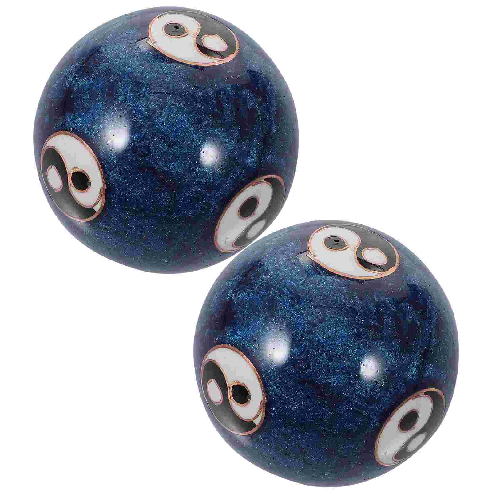 1 Set Enamel Chinese Tai Chi Pattern Balls Baoding Balls Exercise Massage Balls Stress Relieve Hand Exercise Therapy Ball