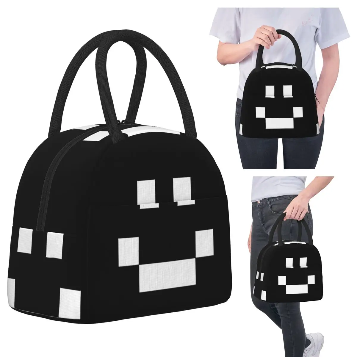 

Quackity Merch Smile Logo Insulated Lunch Bag for Kids School Cooler Thermal Food Box Tote Leakproof Lunch Boxes Container