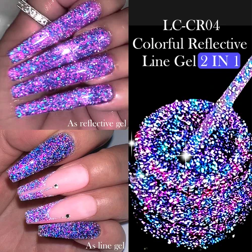 Imagen 2 del producto LILYCUTE 5ml delineador de brillo reflectante esmalte de uñas en Gel superflash colorido brillante Graffiti pintura raya línea de tracción Gel de uñas