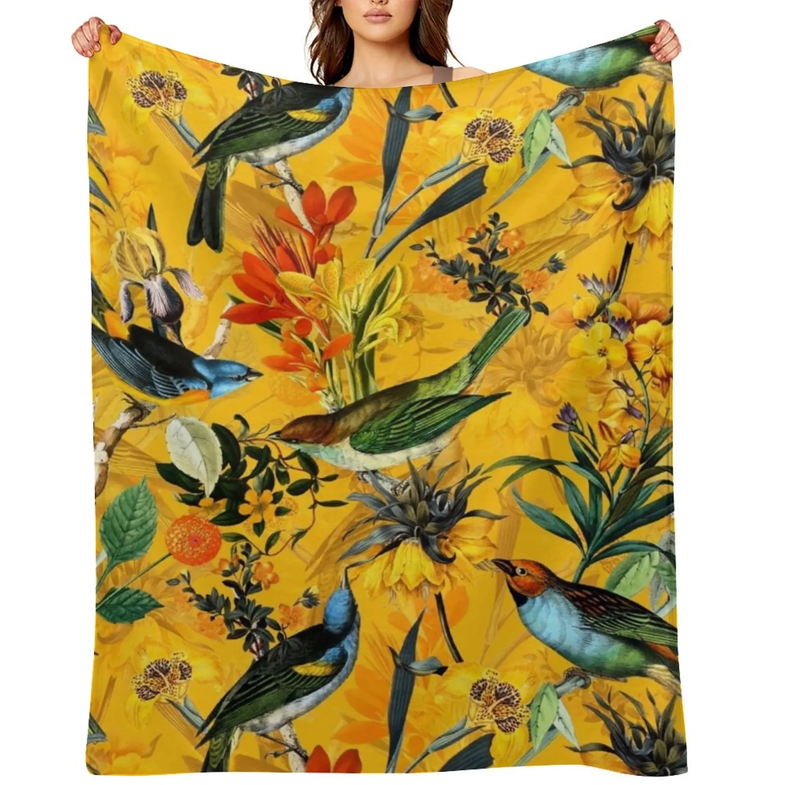 

Pierre Joseph Redoute vintage flowers and hummingbirds nostalgic pattern Throw Blanket Luxury Soft Big Furry Blankets