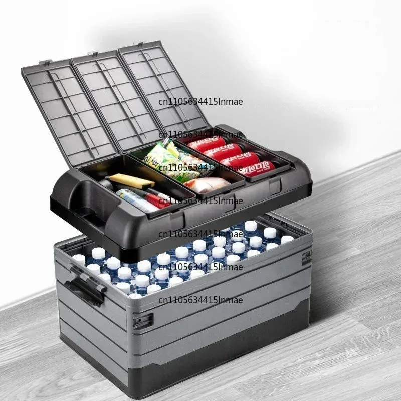 Car Outdoor Camping Picnic 70L Car Trunk Storage Box Double Layer Folding Storage Box Large Capacity Storage Baskets