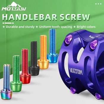 6 unids/set tornillos de manillar de bicicleta de acero inoxidable colorido chapado en titanio M5 * 18MM MTB manillar de bicicleta tornillo elevador de vástago en pernos