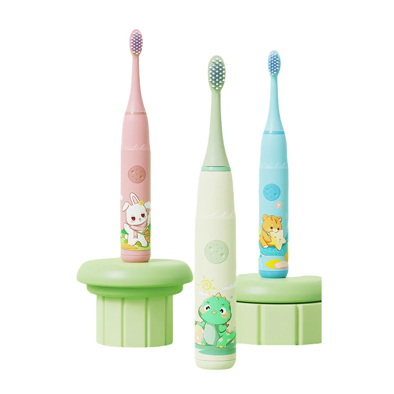 Cartoon Children Sonic Electric Toothbrush Rechargeable Smart Kids Toothbrush IPX7 Waterproof With 6 Soft Bristles Brush Heads