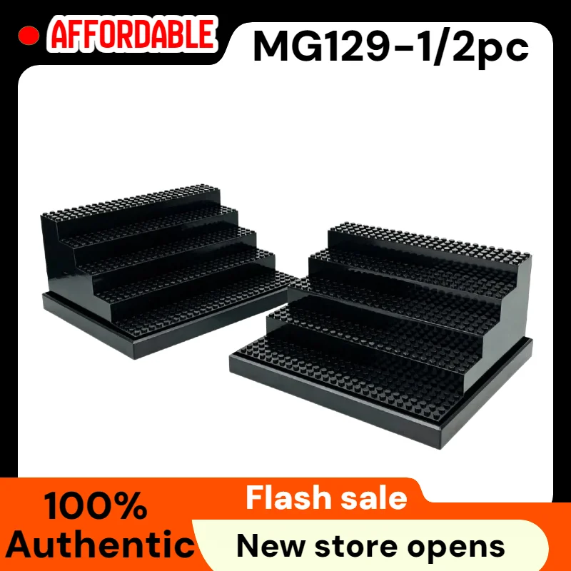2-Pack 5-Tier Minifig Display Stand – Thick ABS Dust-Resistant Collector Shelf for Building Block Figures (No Cover)