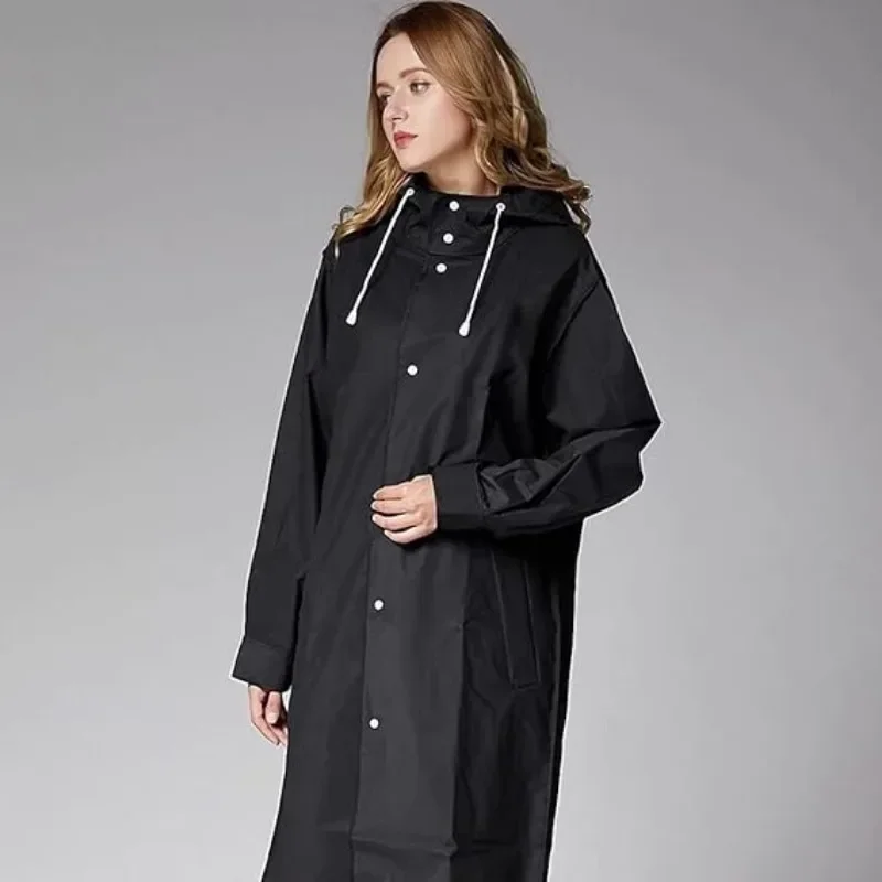 1 قطعة معطف واق من المطر الأسود الكبار سترة واقية نمط معطف واقي من المطر يندبروف مقنعين معطف واقي من المطر أطول وسميكة الصيد معطف المطر