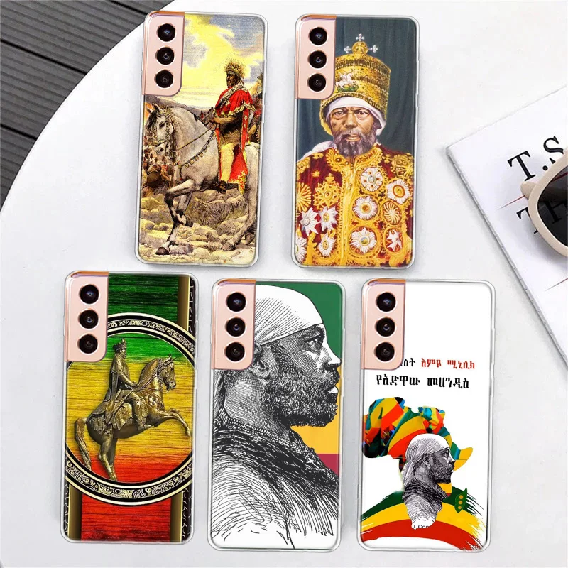 Emperor Menelik Ii Of Ethiopia Adwa Phone Case For Samsung S21 S23 FE S20 Plus Galaxy S24 S22 Ultra Capa S10 S10E S9 S8 S7 Edge