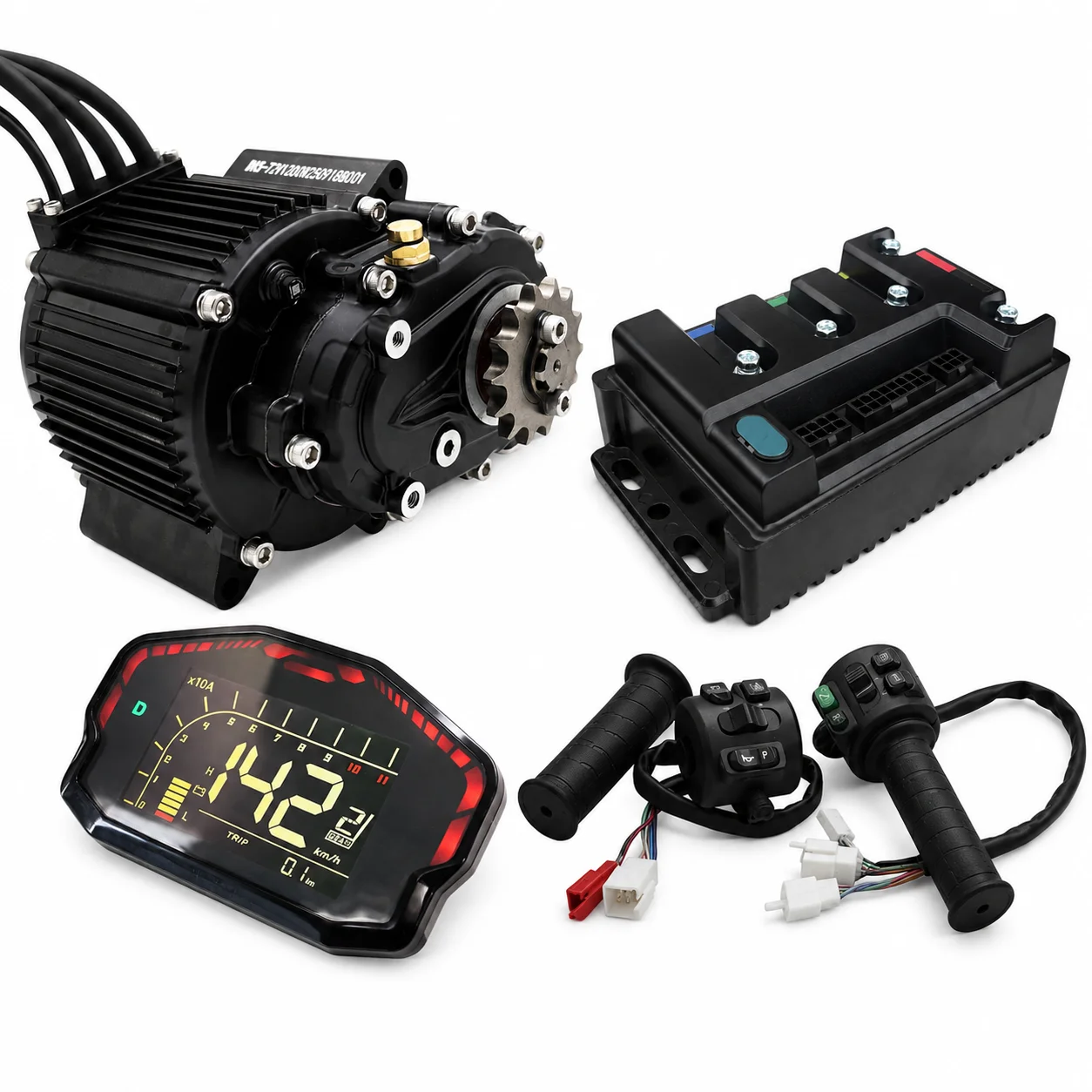 72V 2000w Electric Motorcycle Conversion Kit  Mid Drive Motor,stm72400 Controller & DkdDisplay