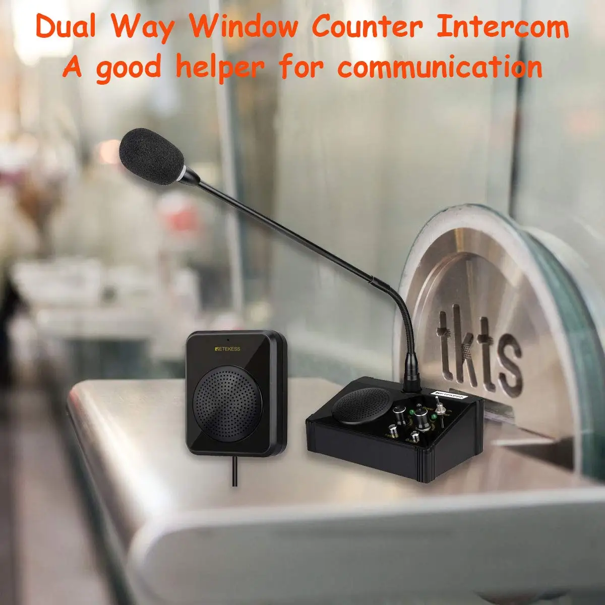 Retekess TW106 5W Dual Way Window Counter Intercom Counter Interphone System For Restaurant Bank Office Store Station Clinic