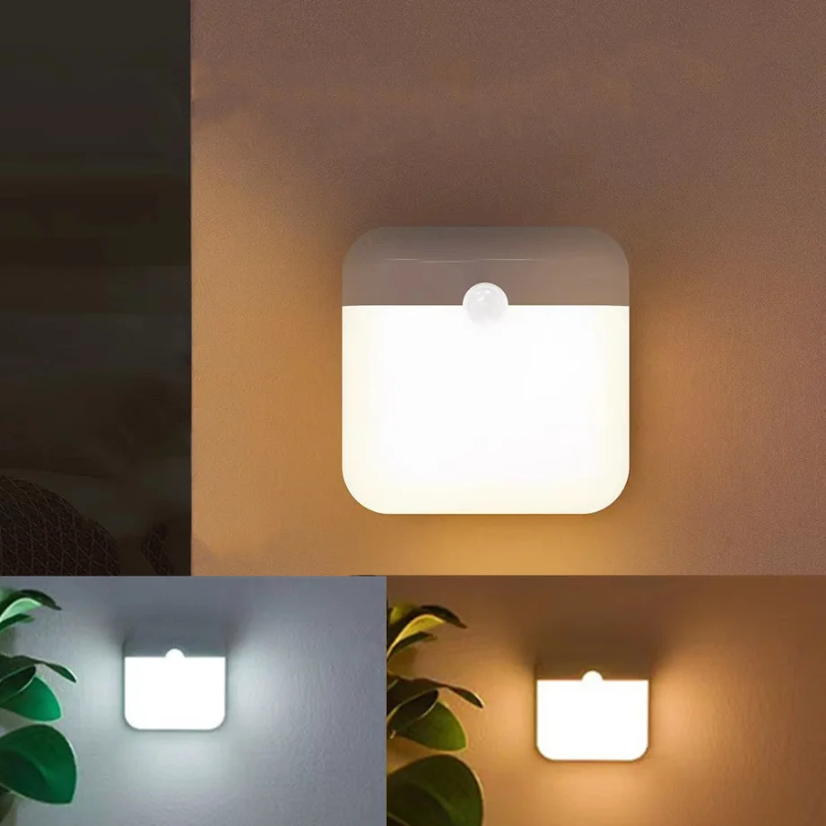 Sem fio inteligente Motion Sensor Night Lamp com interruptor, decoração do quarto, magnético, luz LED branco, presente das crianças, decoração