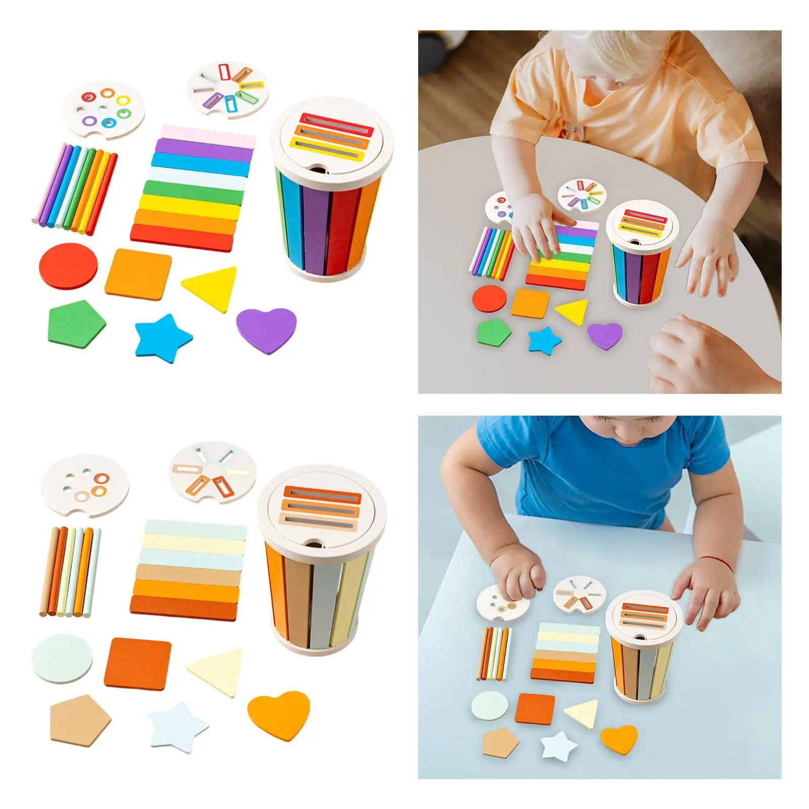 Wooden Rainbow Stack Set,Montessori Puzzle Stacking Blocks,Wooden Building Blocks Set for Ages 4-6 Years Toddlers Gifts