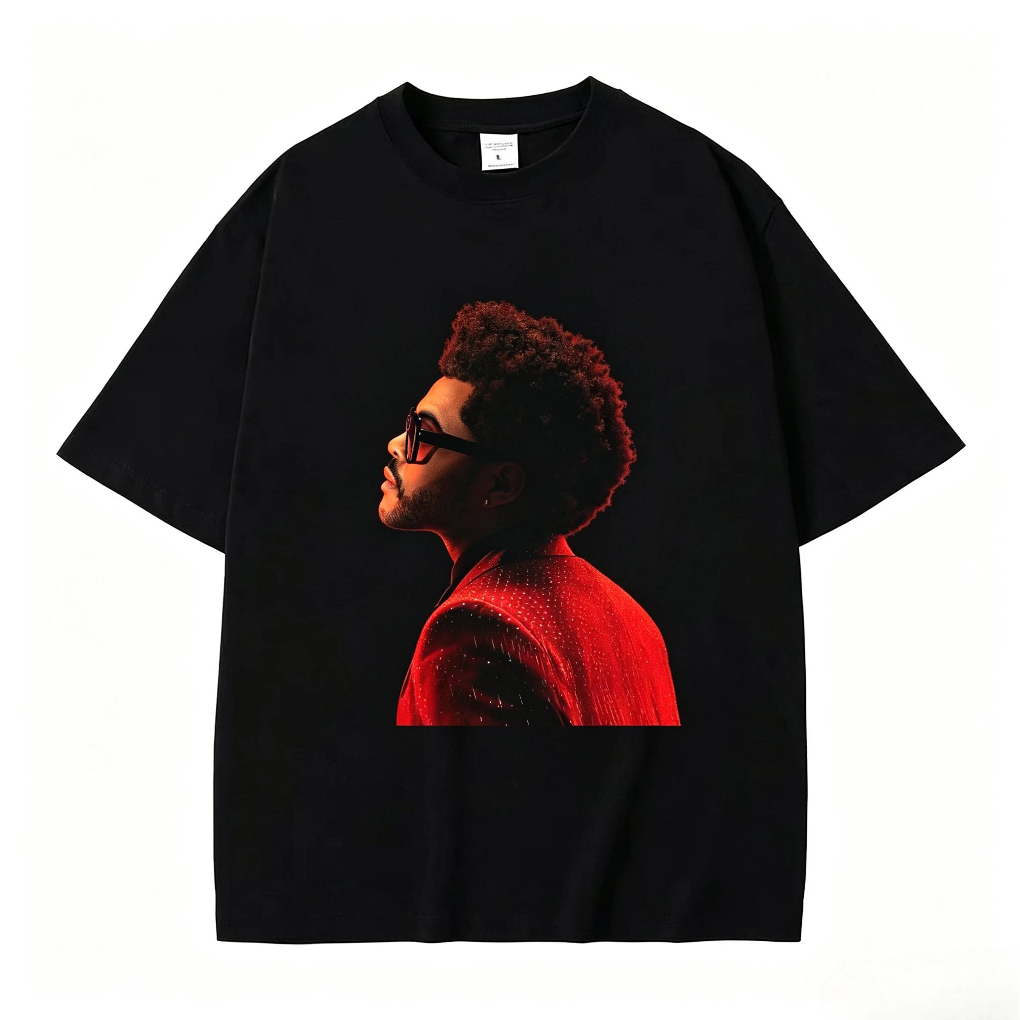Men's Short Sleeve T‑shirt R&B Singer Profile Graphic Print Comfort Cotton Daily Streetwear Tops Men Clothing