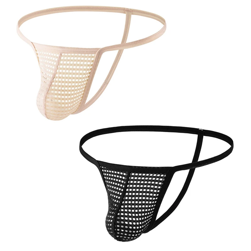 

2PCS Men Thongs Summer Breathable Underwear U Convex Thin Low Waist G-String Slip Underpants Calzoncillos Jockstrap