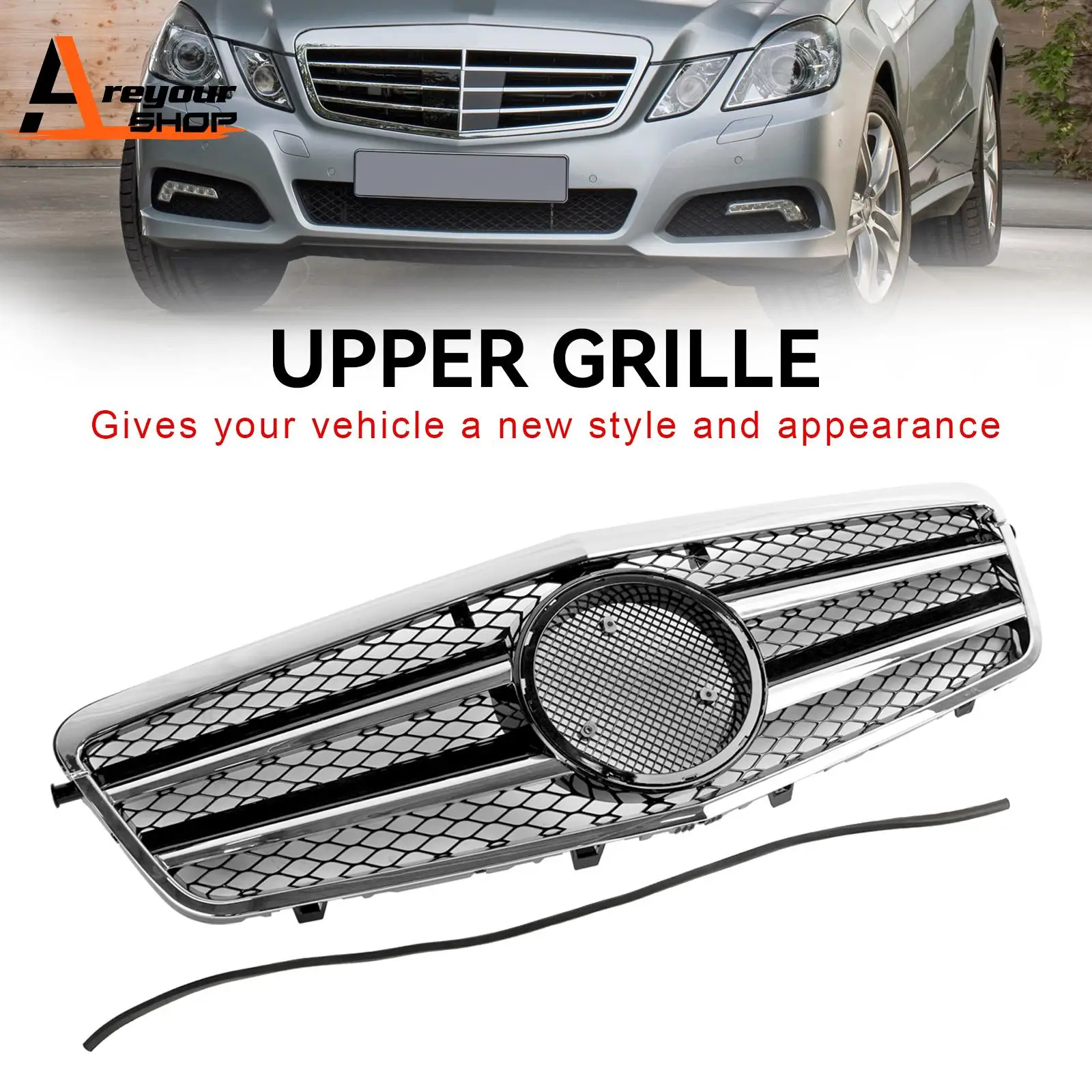 Front Bumper Grill Grille Fit for Mercedes-Benz E Class W212 E350 E550 2010 2011 2012 2013