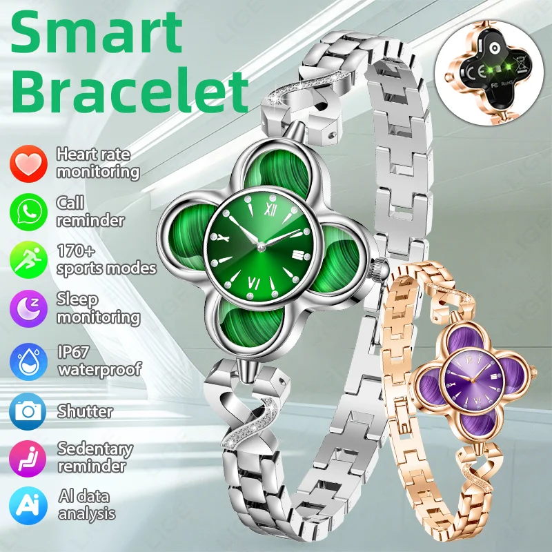 

LIGE Fashion Smart Bracelet Quartz Wristwatch For Women AI Healthy Analysis Heart Rate Blood Oxygen Sport Pedometer Ladies Watch