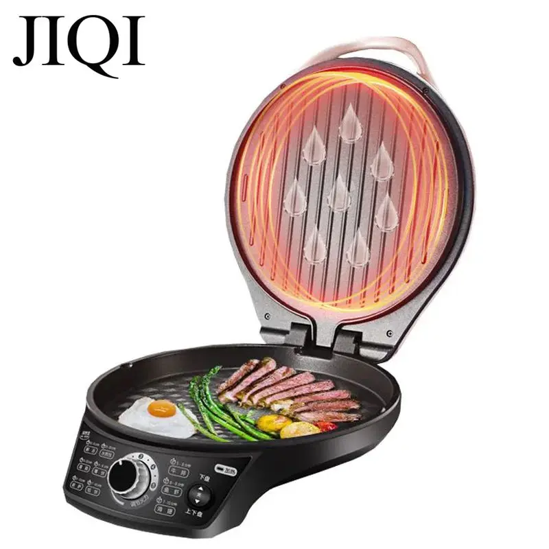 DMWD Domestico Doppio Lato Riscaldamento Elettrico Padella Elettrica 220V Crepe Pancake Maker Automatico Pizza Pie Macchina BARBECUE Strumento di Frittura Pan