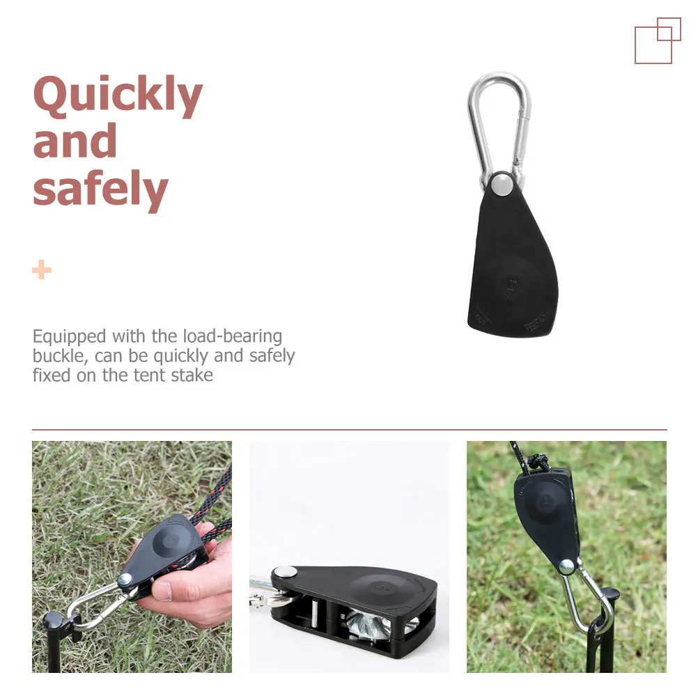 Pulley Rope Hook Height Adjustable Tent Rope Regulator Durable Aluminum Craftsmanship Easy Use Heavy Duty Fixing Convenience