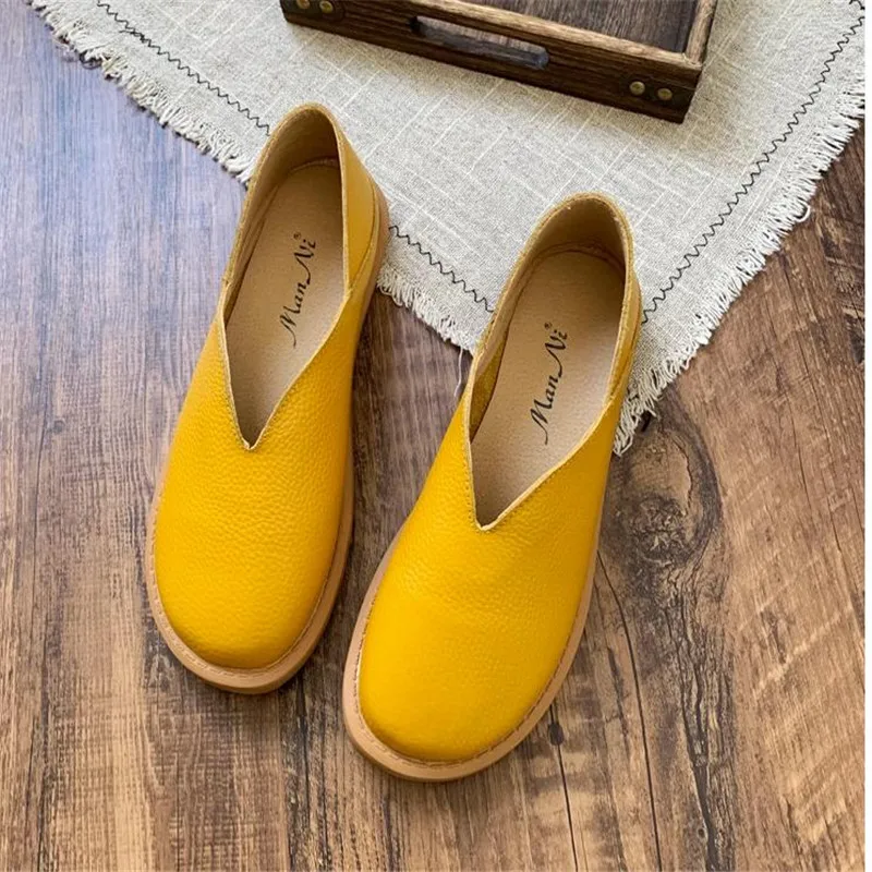 Women Flats Size 40 Genuine Leather Shoes Women Loafers Slip On Moccasins Nurse Flat Shoes Female Leather Casual Shoes