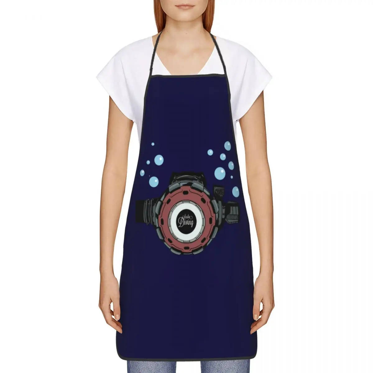 Custom Scuba Diving Regulator Apron for Women Men Unisex Bib Dive Diver Cooking Kitchen Tablier Cuisine Chef Baking