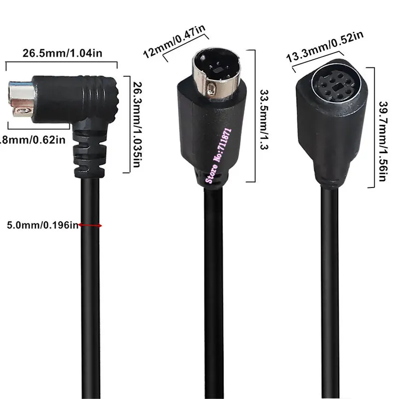 ذكر أنثى 7 إبرة 7Pin S-Video Mini Din محول تمديد كابل خط الزاوية اليمنى الكوع 7 دبوس M F S-Video خط سلك الحبل 7PIN