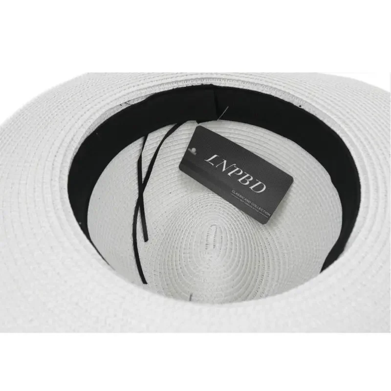 LNPBD Summer fashion white flat brim wide brim women\'s straw hat women\'s jazz fedoras hat sun-shading hat beach cap