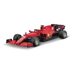 Bburago-vehículo de lujo Ferrari F1 SF21 #55, vehículo de aleación de lujo, coches fundidos a presión, colección de juguetes, regalo, 1:43, 2021