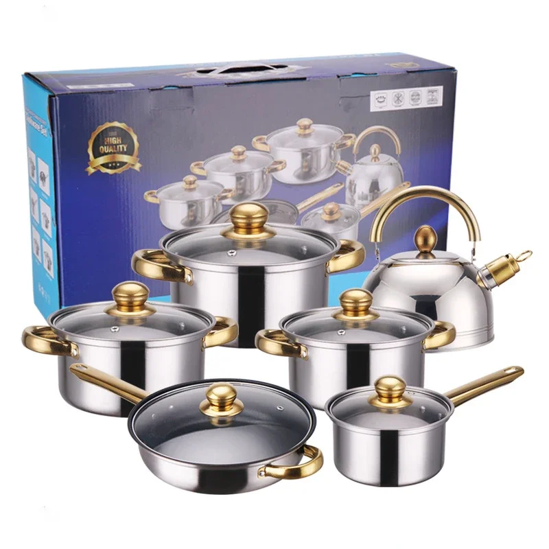Wholesale 12 Pieces Cookware Sets Stainless Steel Stock Soup Pots Casseroles Cooking Pot Sets