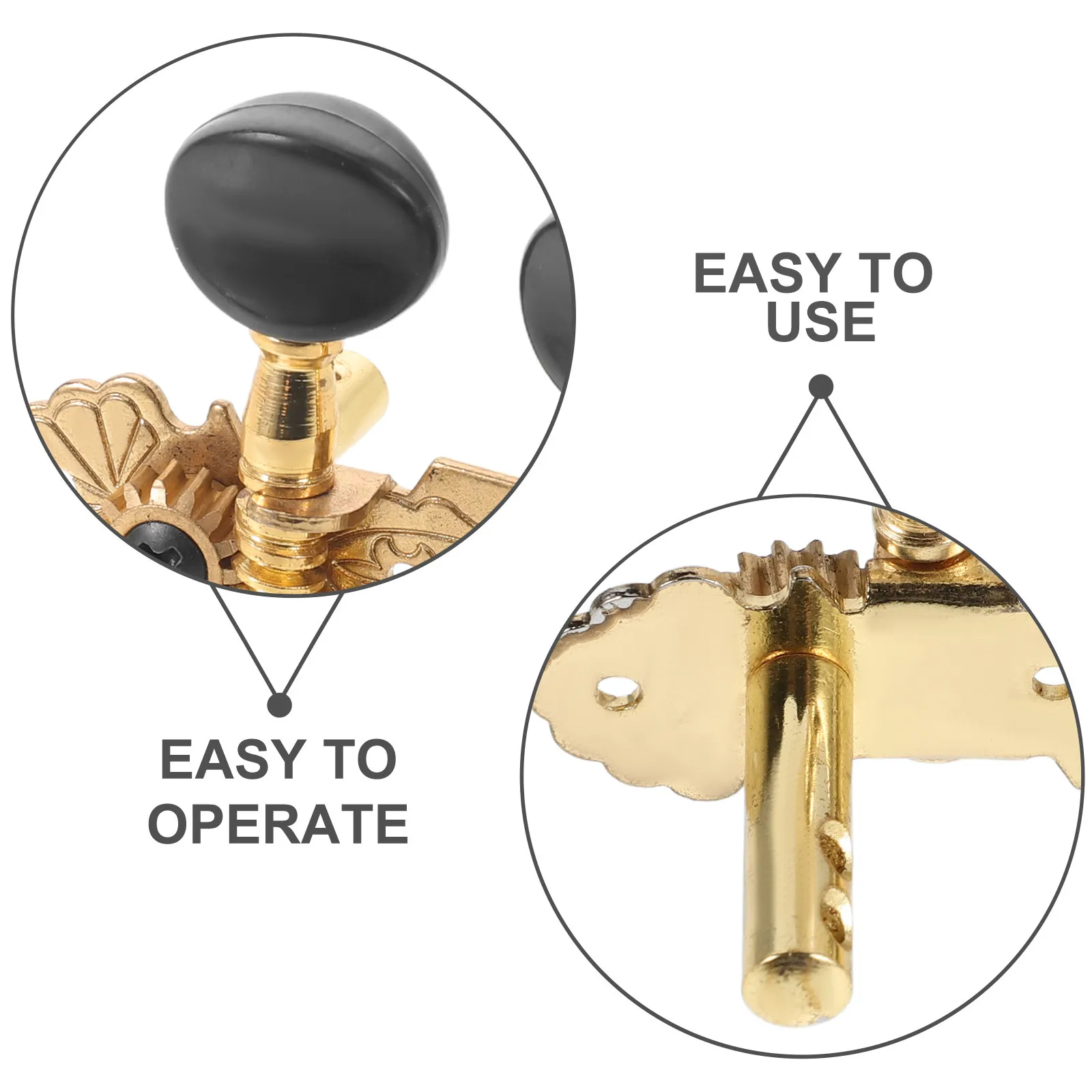 1Set Ukulele Tuning Pegs Brass Vintage Style Dual Hole Mount Classical Guitar Tuners Smooth Accurate Acoustic Guitar String view 3