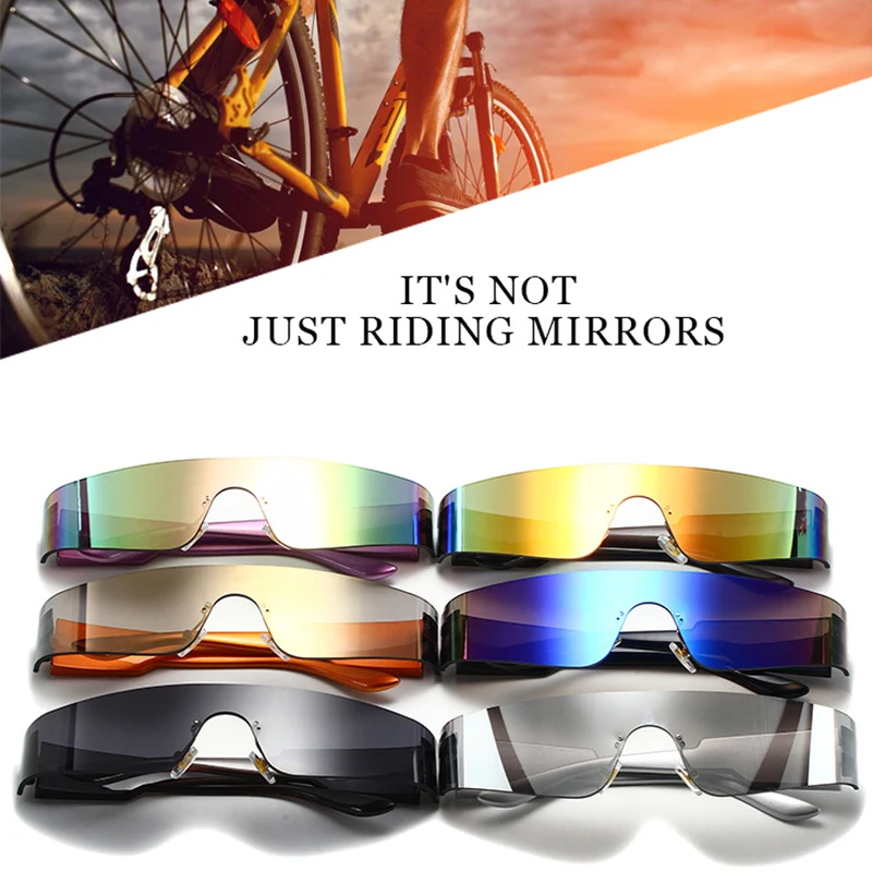 

Unique Sexy Frameless Y2K Sunglasses For Women Vinatge One Piece Shield Silver Mirror Sun Glasses Female Hip Hop Shades Men