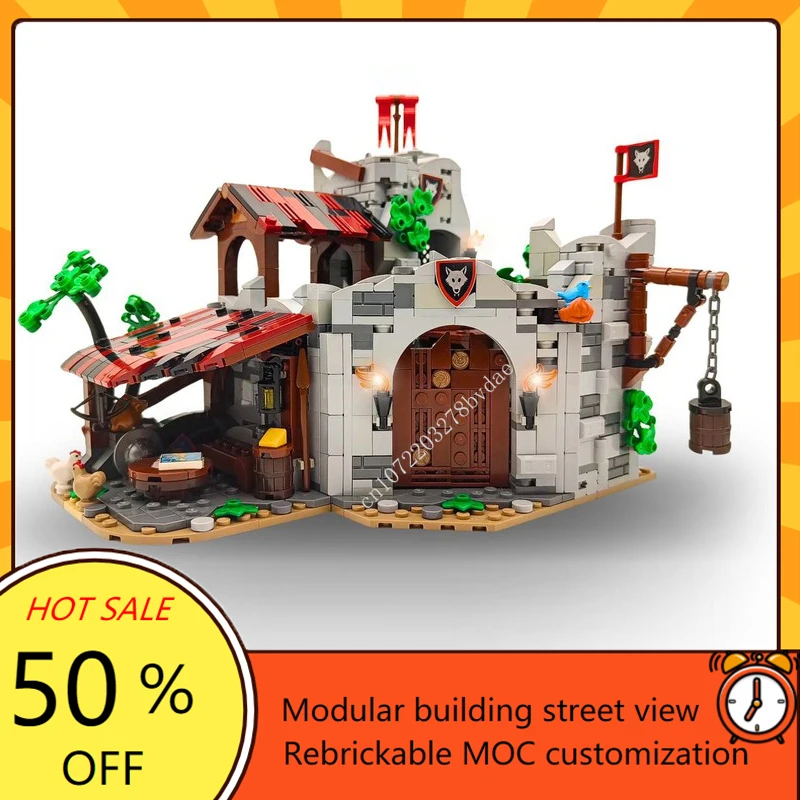 

1605PCS Customized MOC Medieval Wolfpack Den Castle Court Yard Model Building Blocks Technology Bricks DIY Toys Holiday Gifts