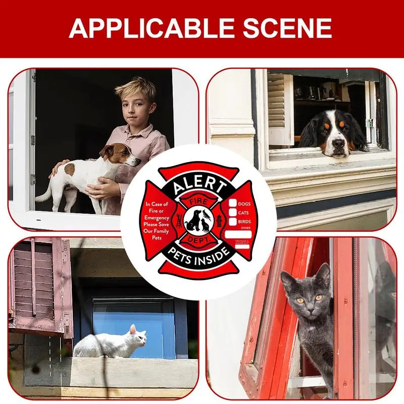 Save Our Pets Window Cling Pets Inside Fire Rescue Stickers UV Fade Resistant Alert Safety Fire Rescue Sticker Pet In House Sign