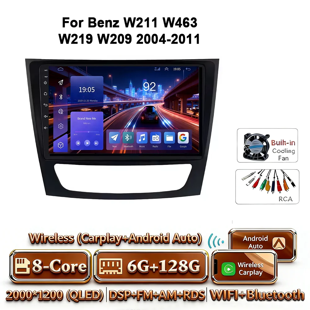 Android 17 autoradio 4G WIFI Carplay voor Mercedes Benz W211 E300 2002-2010 2din DVD GPS Multimedia Bluetooth touchscreen navigatie