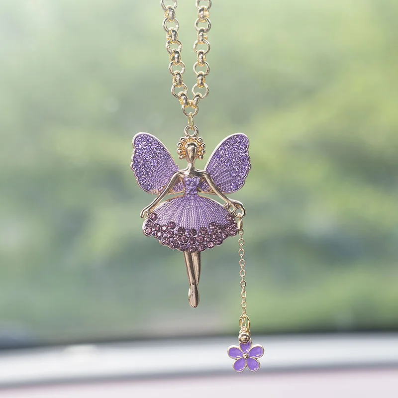 

Butterfly Fairy Rhinestone Pendant Ballet Angel Car Pendant Car Rearview Mirror Hangings Girl Gift Ornaments Auto Interior