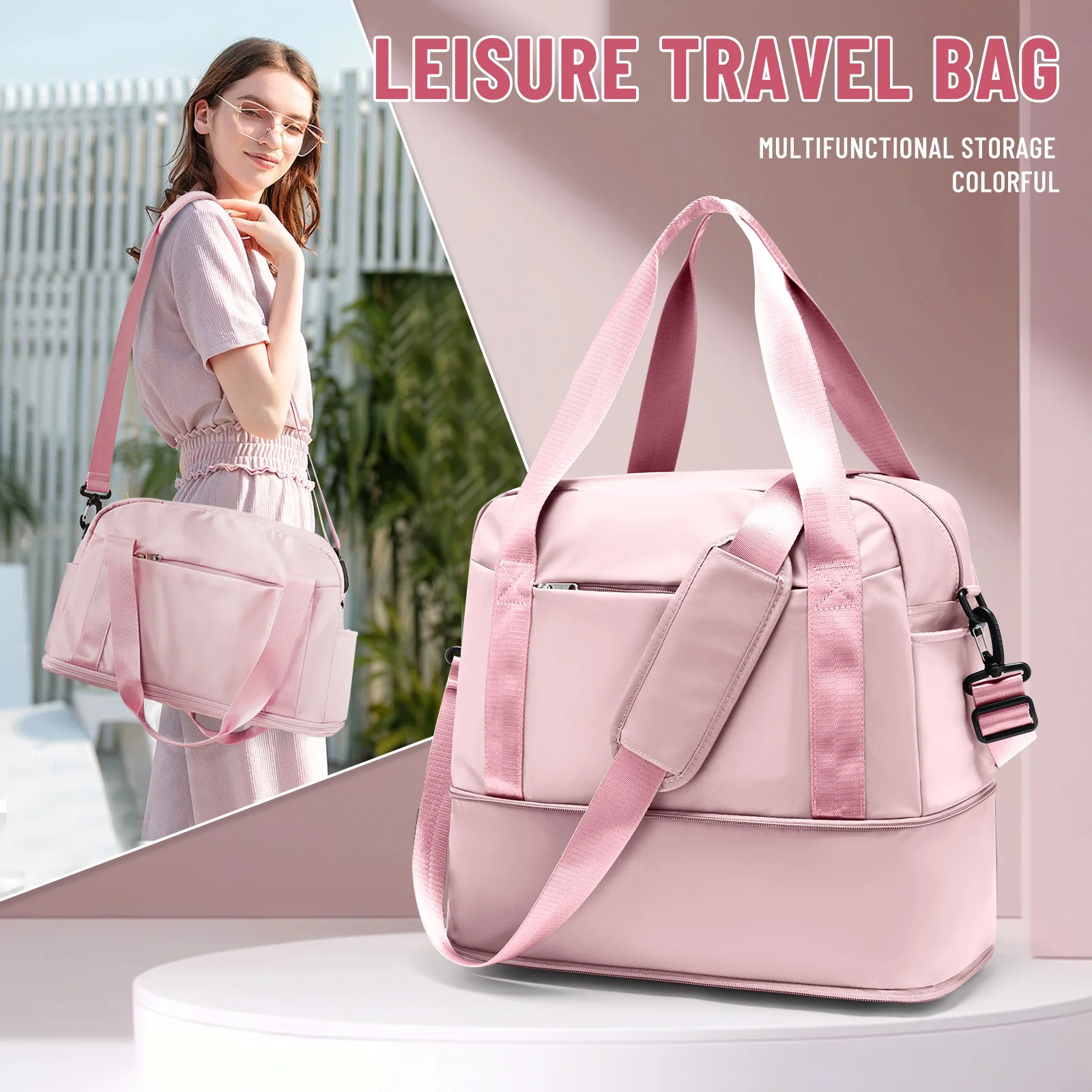 

20L Travel Bag for Ryanair 40x20x25 Hand Luggage Folding Travel Bag with Wet Pocket Water Resistant, Sport Gym Bag for Women Men