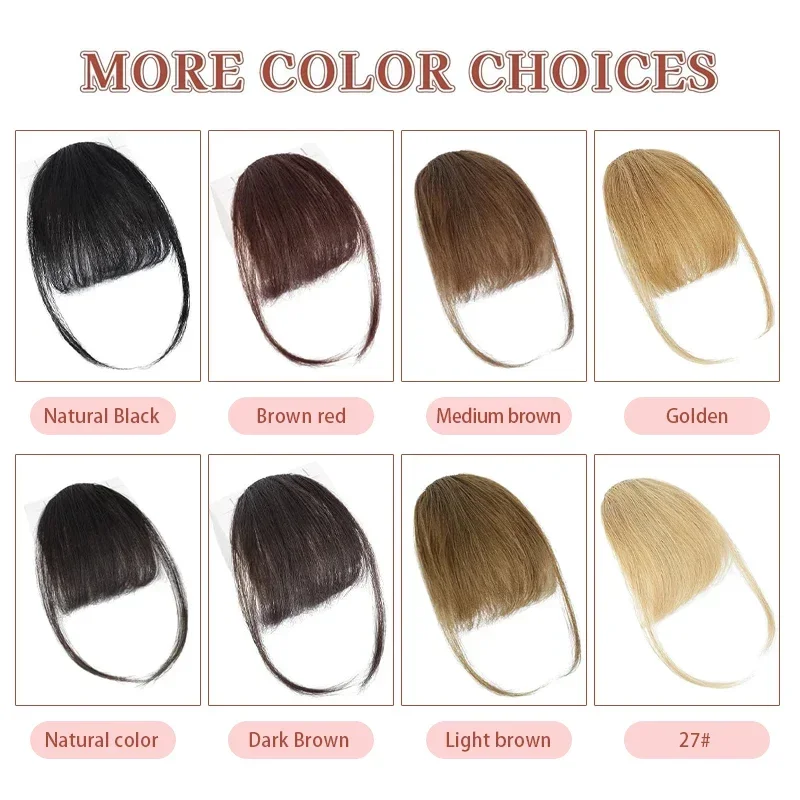 100% menschliches Haar unsichtbares Alter reduzierende Perücke mit natürlich flauschiger Luft knallt gerade Pony Haar teile Styling Accessoire Frauen