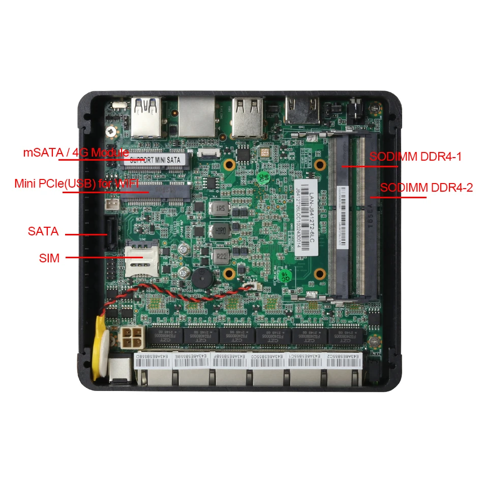 BEBEPC คอมพิวเตอร์ขนาดเล็ก Intel Celeron J6412 I226-V 2.5G 6 LAN DDR4 Fanless Pfsense Firewall Router SIM Slot อุตสาหกรรม Computador USB3.2