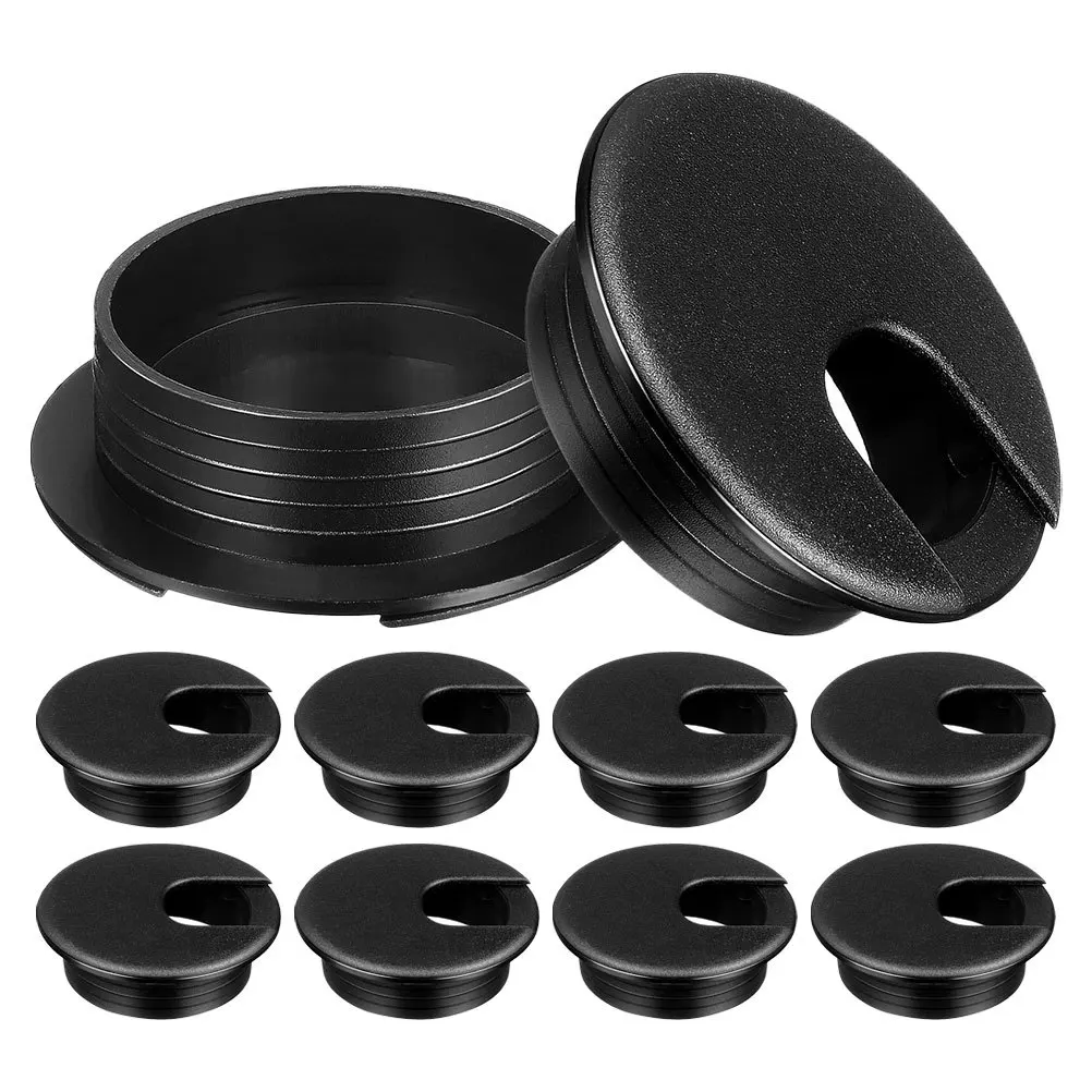 

10Pcs Plastic Round Desk Cable Grommets Black Cable Hole Covers Office Home Wire Management Desktop Cord Plug Grommet Cover