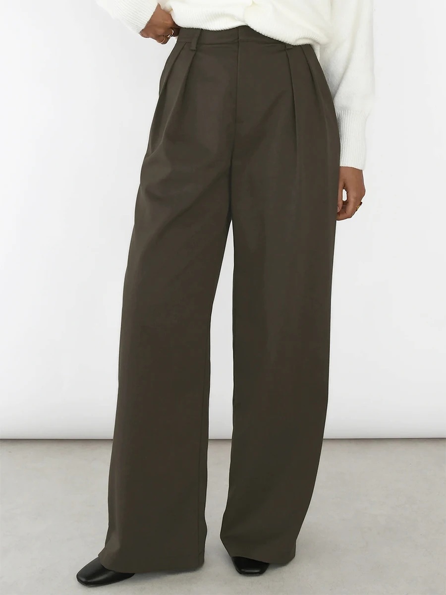 Bornladies Ladies' High Waisted Pleated Wide Leg Pants Are Fashionable and Classic Business Pants Suitable for Daily Wear