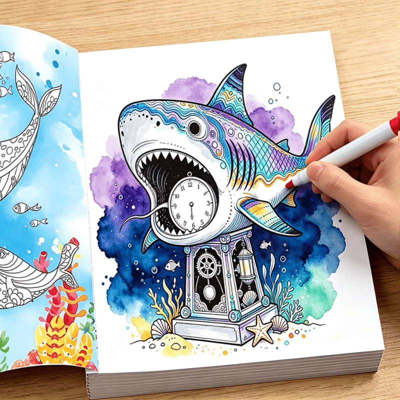 Kids Ocean Coloring Book, Under The Sea Marine Animal Painting Workbook, Children Creative Art Activity Book, Birthday Gift