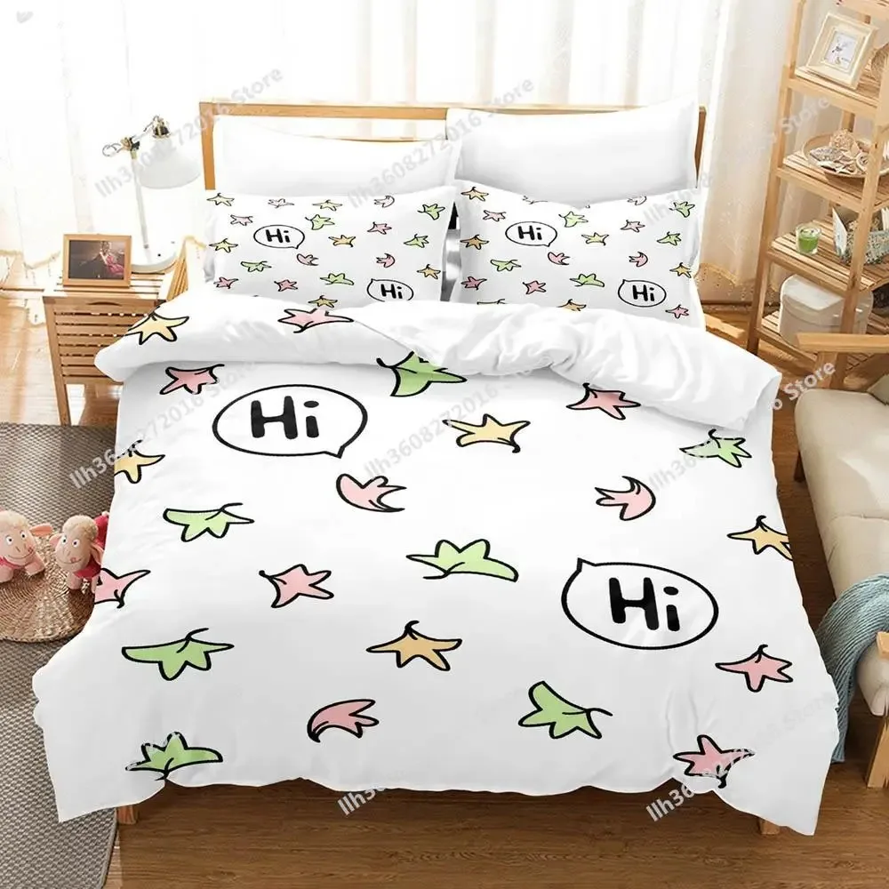 Cartoon Maple Bedding Set Single Twin Full Queen King Size Bed Set Adult Kid Bedroom Duvetcover Sets 3D Print Anime Maple Leaves