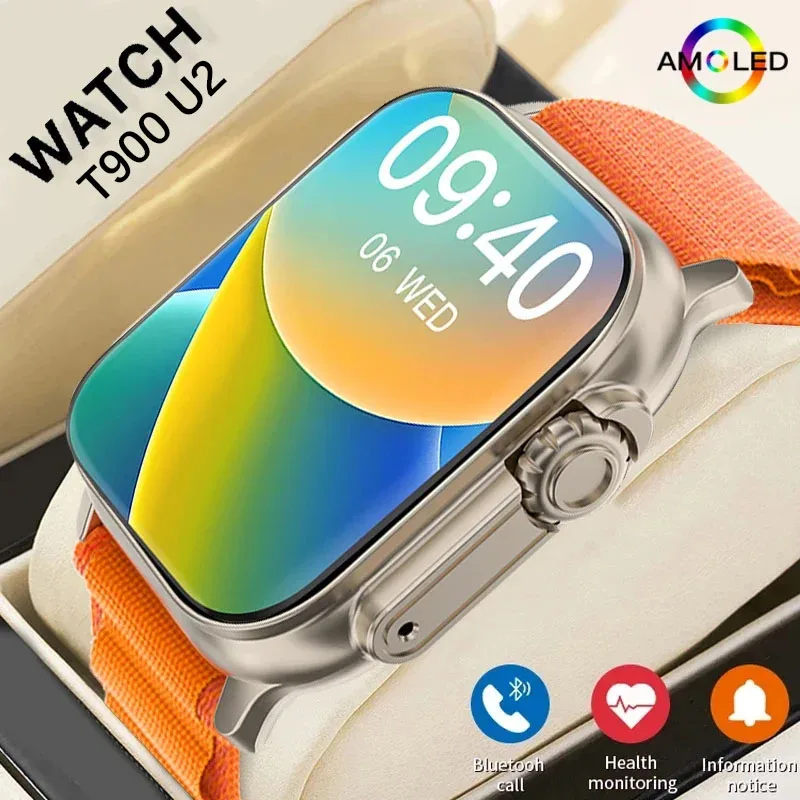 Reloj inteligente T900 U2 para hombre y mujer, pulsera con NFC, seguimiento GPS, Bluetooth, llamadas, BT, juegos de música, carga inalámbrica, novedad de 2024